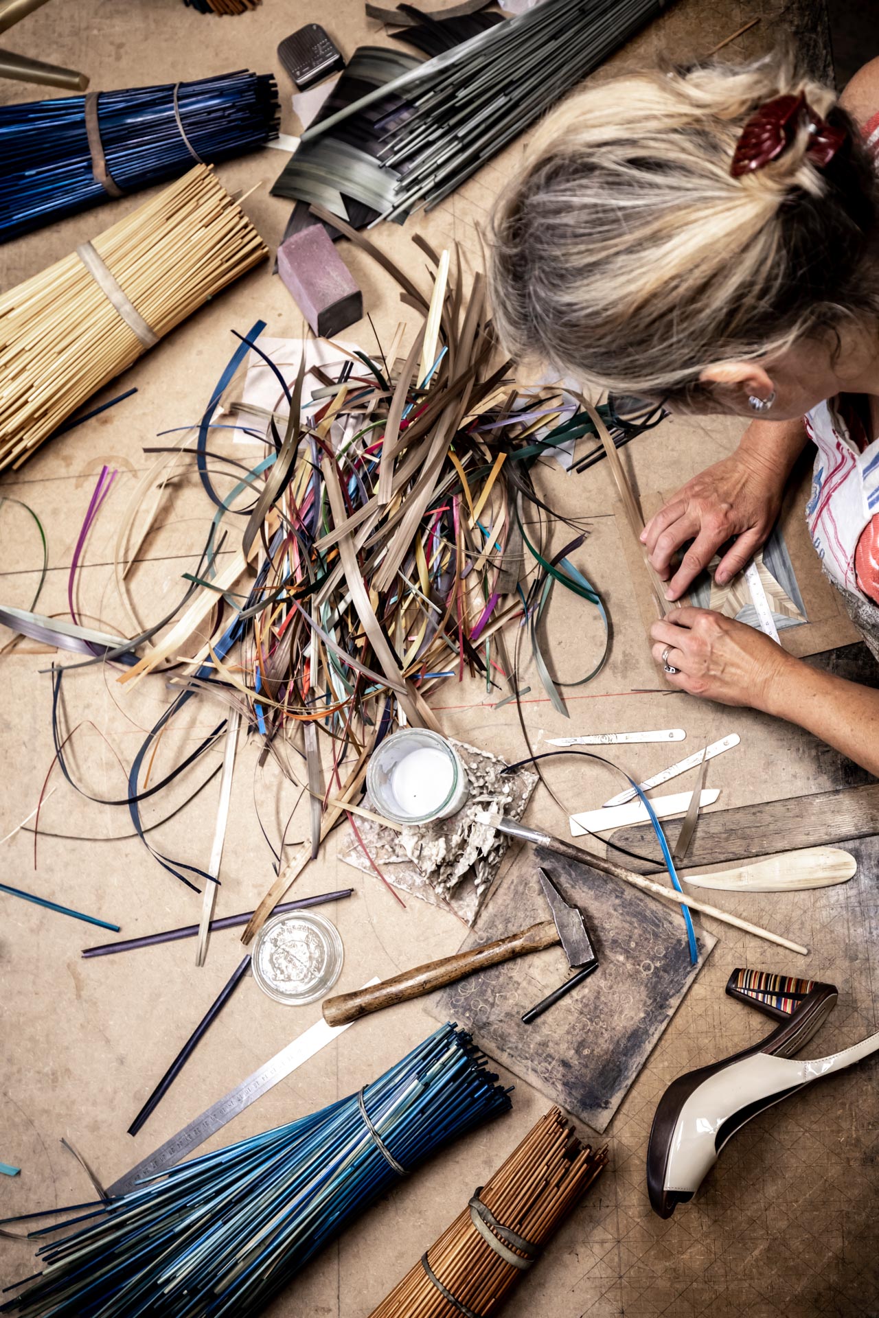 julien cresp, marqueterie de paille, Valérie colas des francs, artisanat d'art, galerie ad Luminem